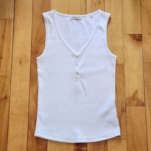 Marc O'Polo Ribbed V-Neck Henley Tank Top - S